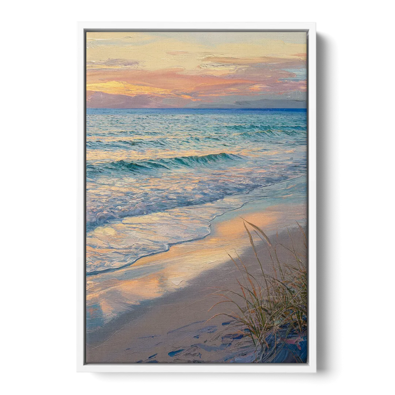 Hilton Head Island Sunset Beach View Front - White Canvas Wall Art