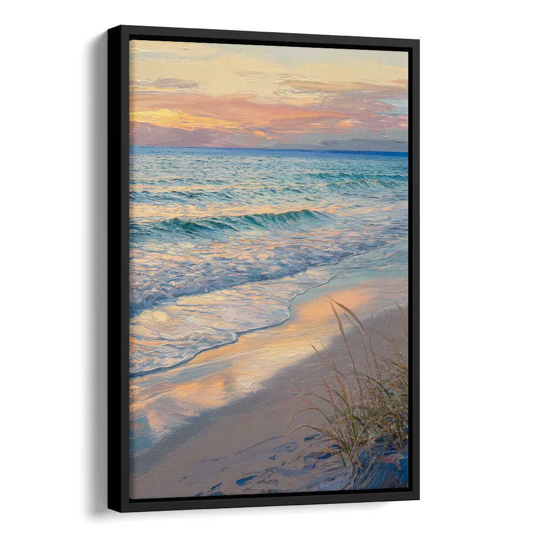 Hilton Head Island Sunset Beach View Side - Black Canvas Wall Art