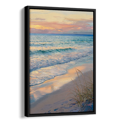Hilton Head Island Sunset Beach View Side - Black Canvas Wall Art