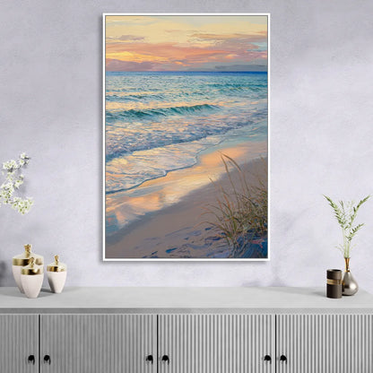 Hilton Head Island Sunset Beach View Sitting Room - White Canvas Wall Art
