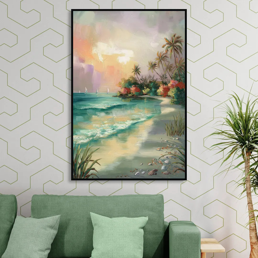 Hilton Head Island Tropical Paradise Sitting Room - Black Canvas Wall Art