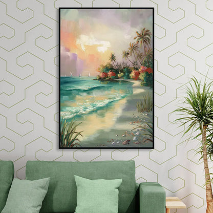 Hilton Head Island Tropical Paradise Sitting Room - Black Canvas Wall Art
