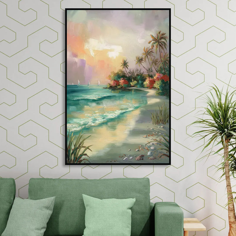 Hilton Head Island Tropical Paradise Sitting Room - Black Canvas Wall Art