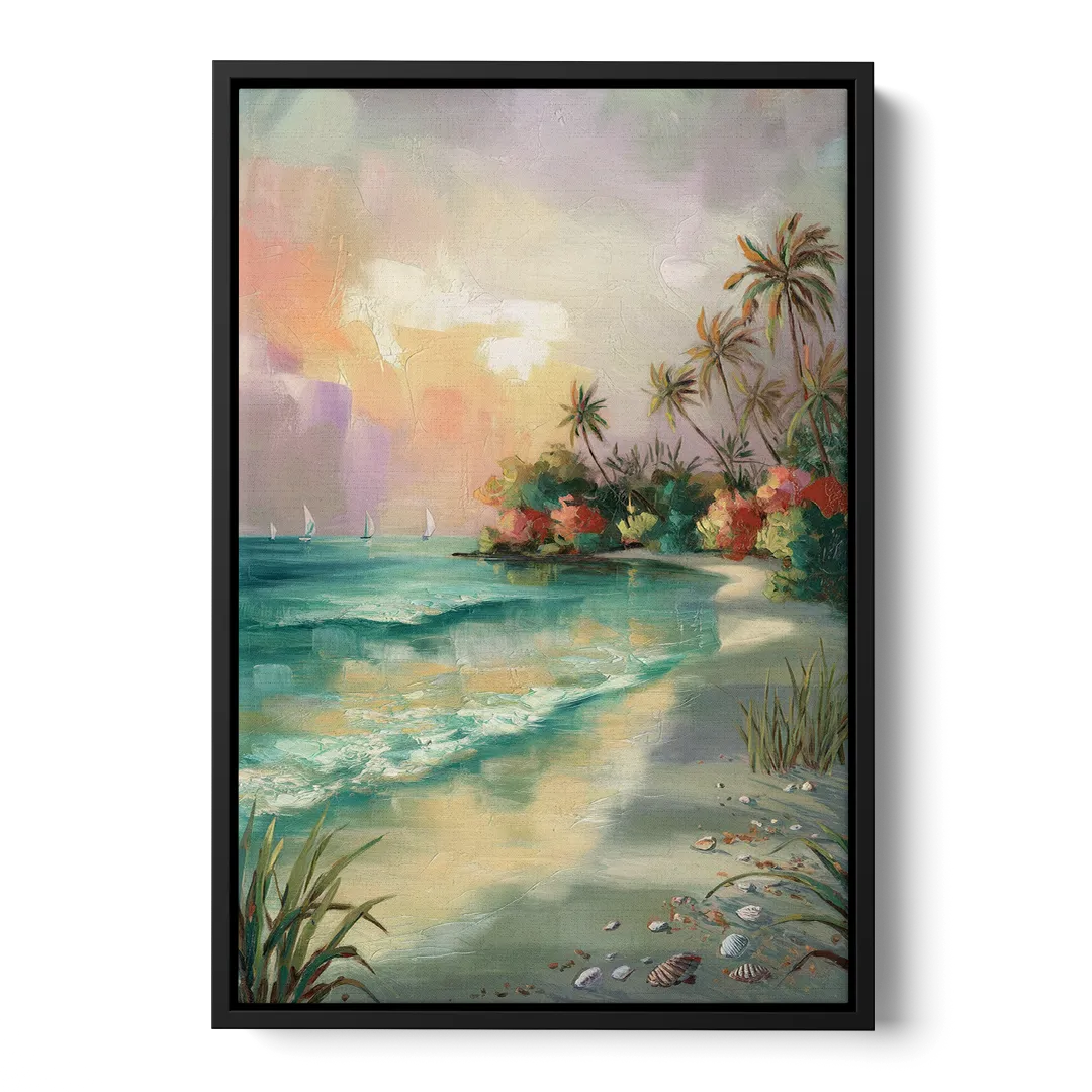 Hilton Head Island Tropical Paradise Front - Black Canvas Wall Art