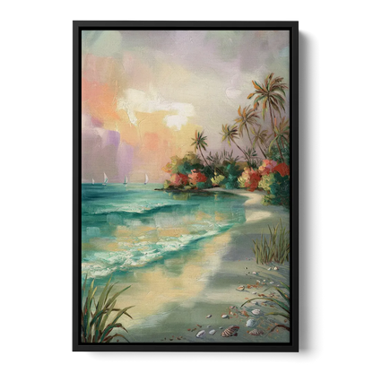 Hilton Head Island Tropical Paradise Front - Black Canvas Wall Art