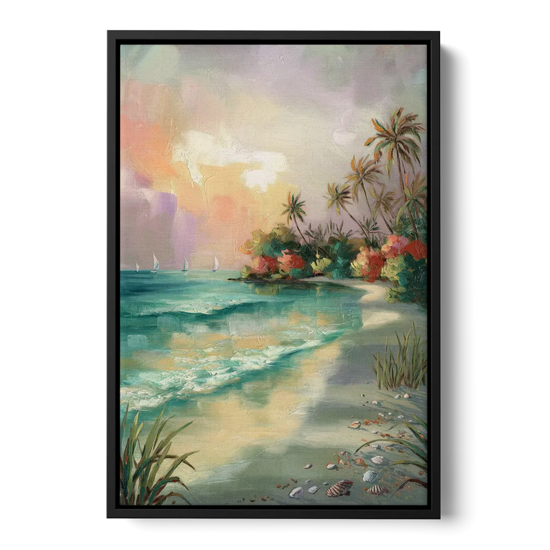 Hilton Head Island Tropical Paradise Front - Black Canvas Wall Art