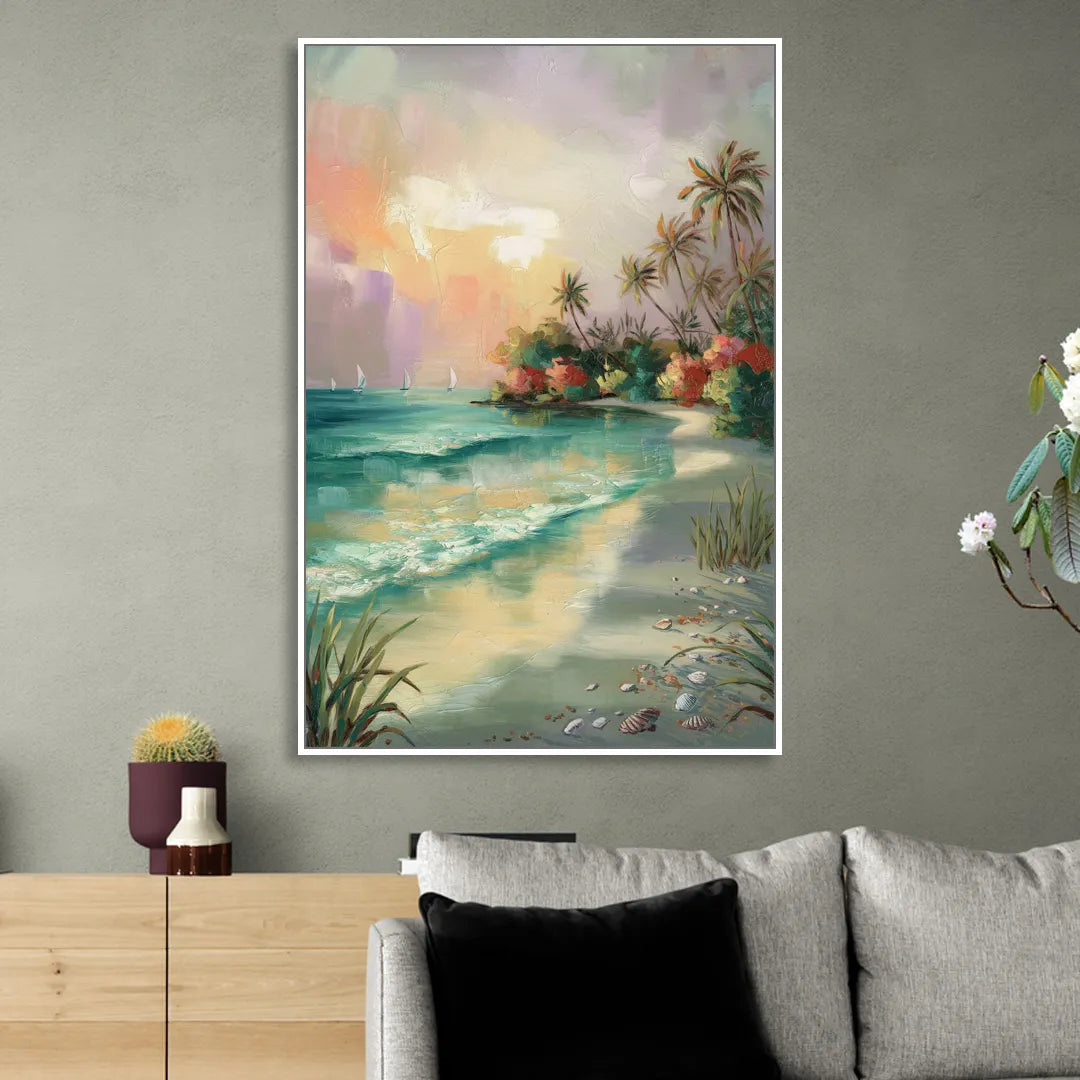 Hilton Head Island Tropical Paradise Sitting Room - White Canvas Wall Art
