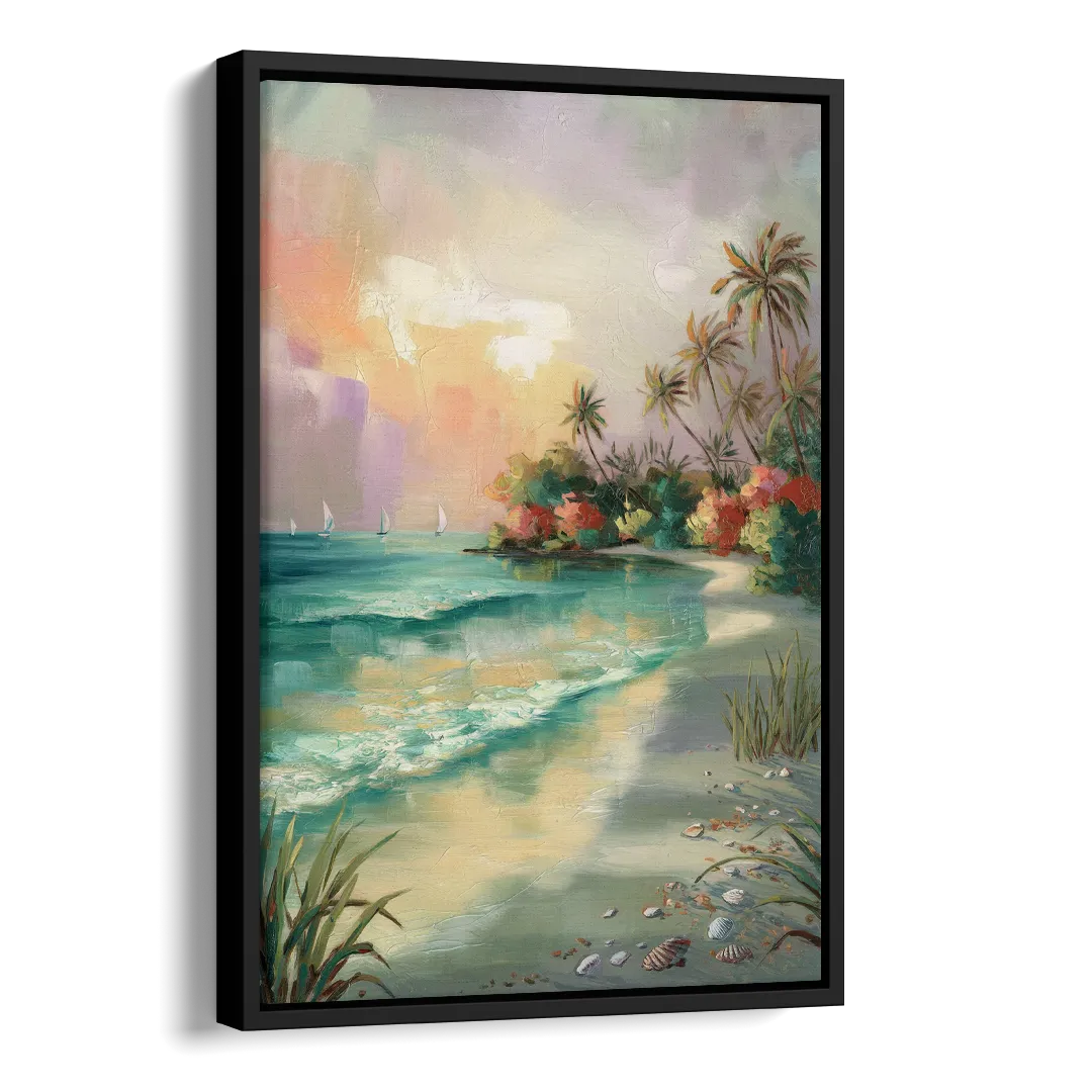 Hilton Head Island Tropical Paradise Side - Black Canvas Wall Art