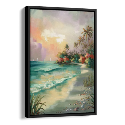 Hilton Head Island Tropical Paradise Side - Black Canvas Wall Art