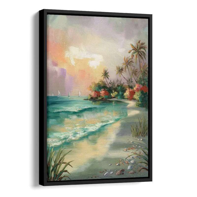 Hilton Head Island Tropical Paradise Side - Black Canvas Wall Art