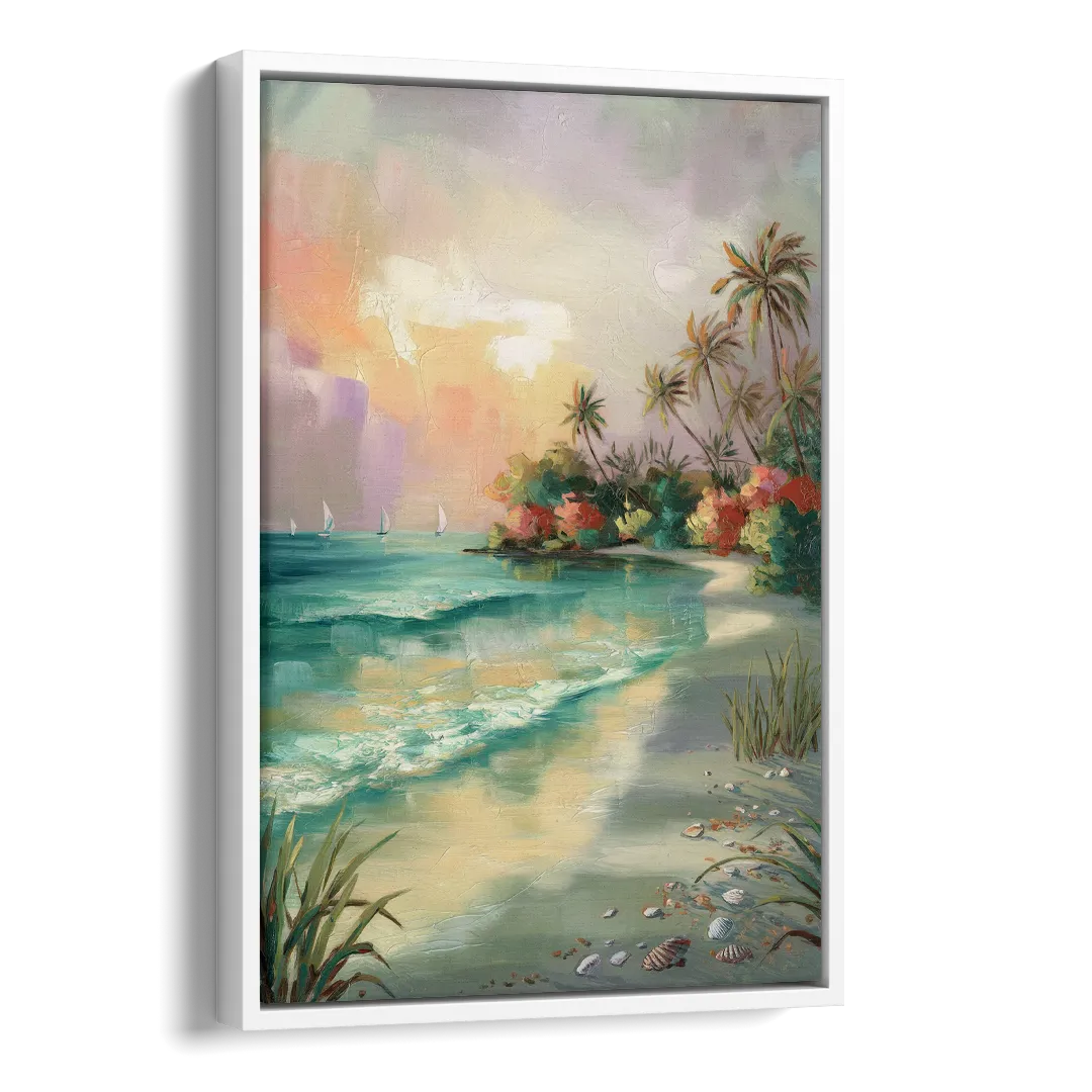 Hilton Head Island Tropical Paradise Side - White Canvas Wall Art