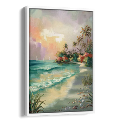 Hilton Head Island Tropical Paradise Side - White Canvas Wall Art
