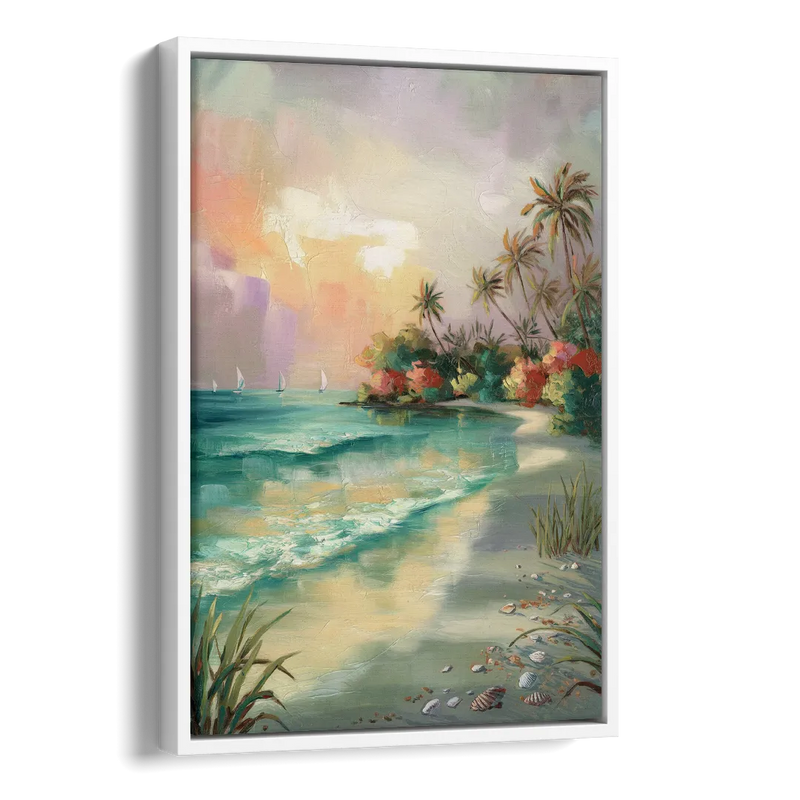 Hilton Head Island Tropical Paradise Side - White Canvas Wall Art