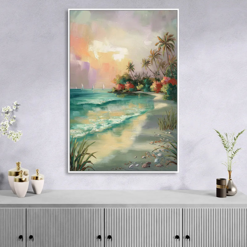 Hilton Head Island Tropical Paradise Living Room - White Canvas Wall Art