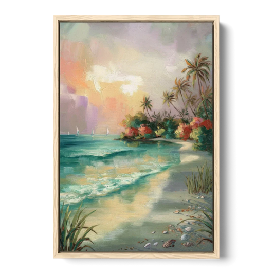 Hilton Head Island Tropical Paradise - Oak Framed Canvas Wall Art - Front