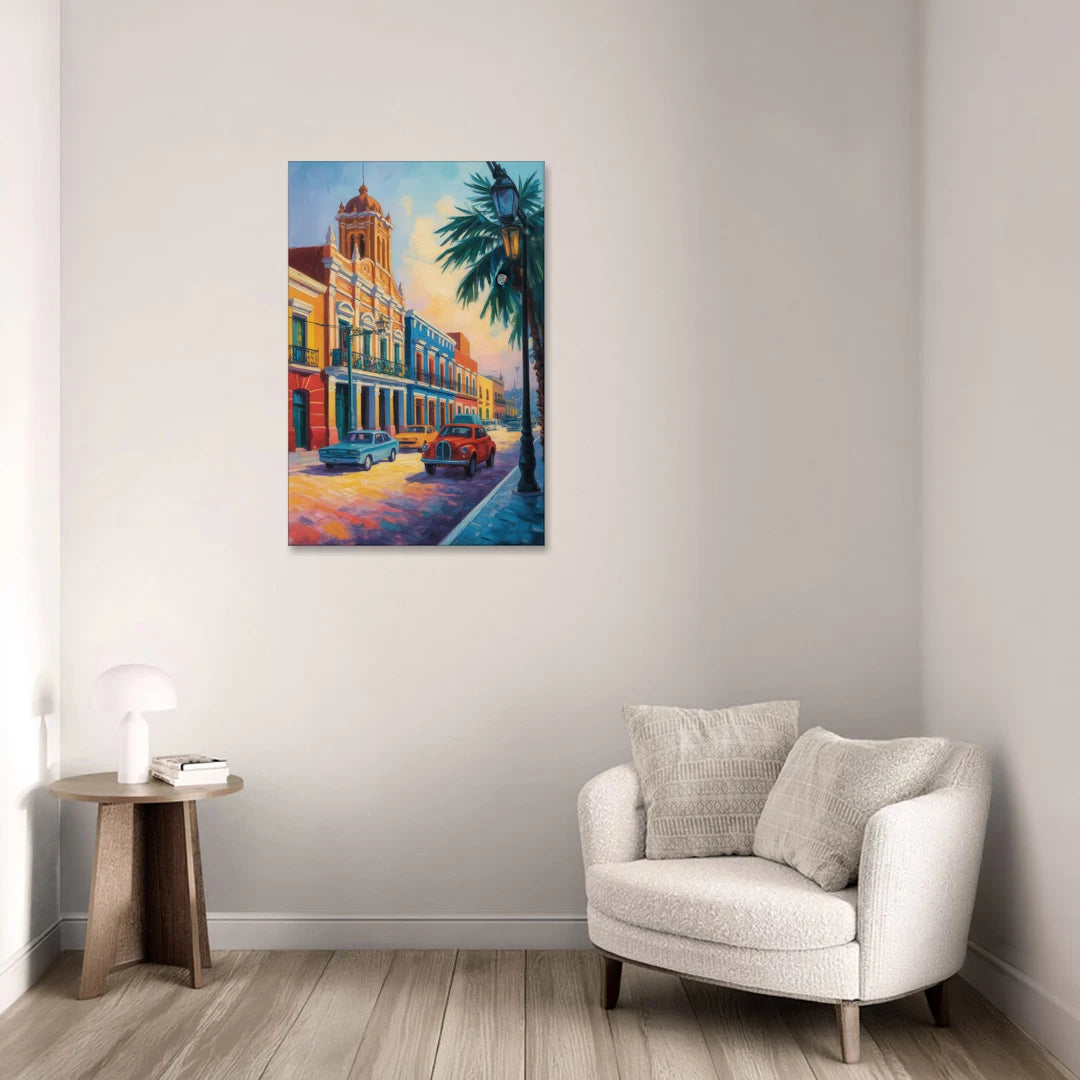 Historic Centro Facades - Canvas Wall Art - Sofa - 24x36