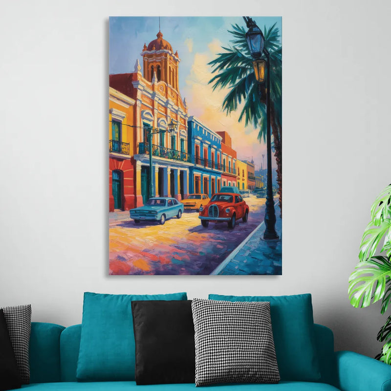 Historic Centro Facades Living Room - Canvas Wall Art