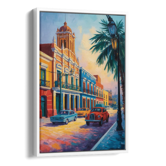 Historic Centro Facades Side - White Canvas Wall Art