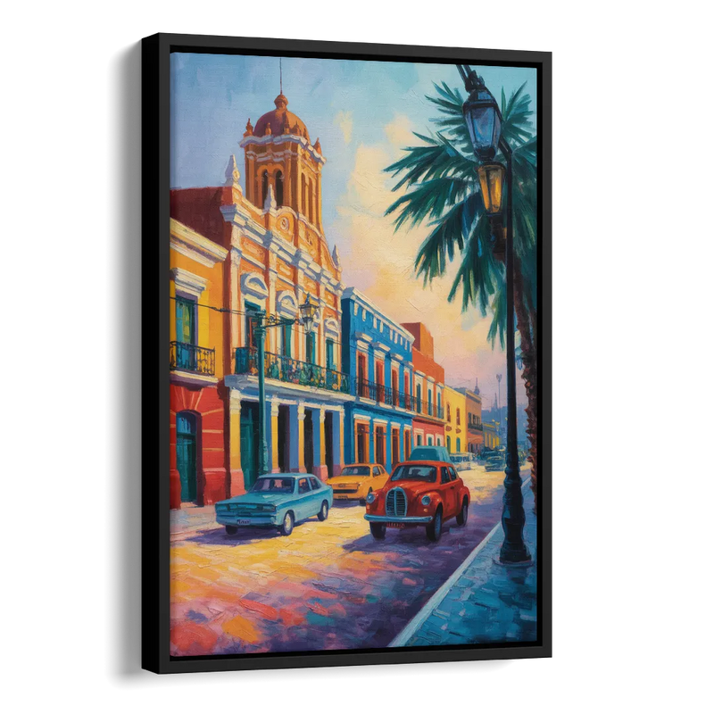 Historic Centro Facades Side - Black Canvas Wall Art