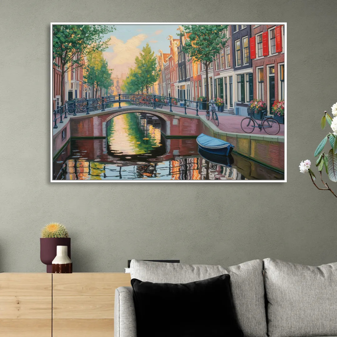 Historic Jordaan Sitting Room - White Canvas Wall Art