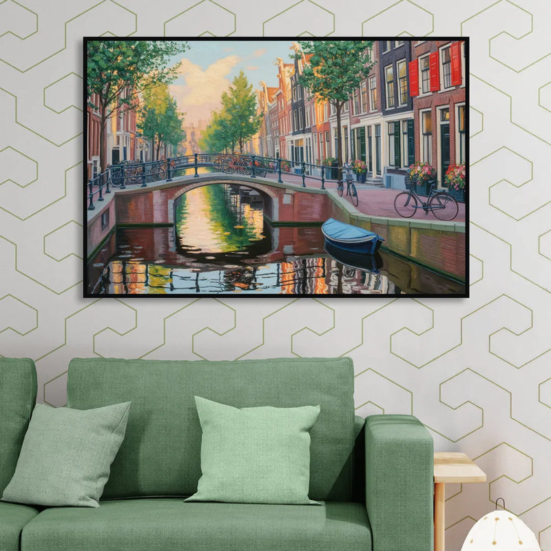 Historic Jordaan Sitting Room - Black Canvas Wall Art