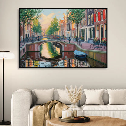 Historic Jordaan Living Room - Black Canvas Wall Art