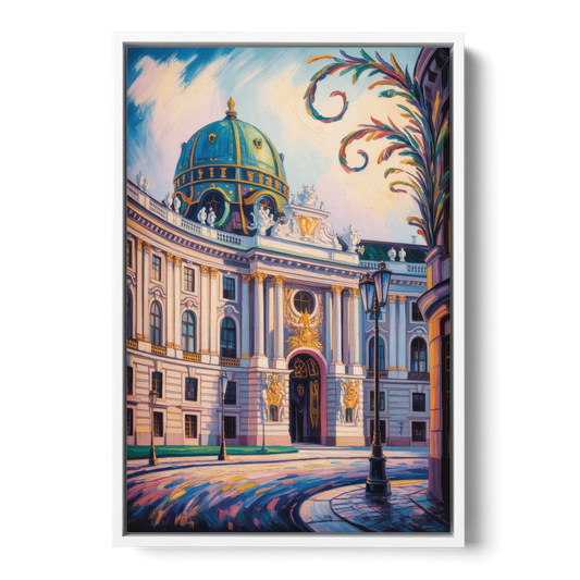 Hofburg Elegance - White Framed Canvas Wall Art - Front