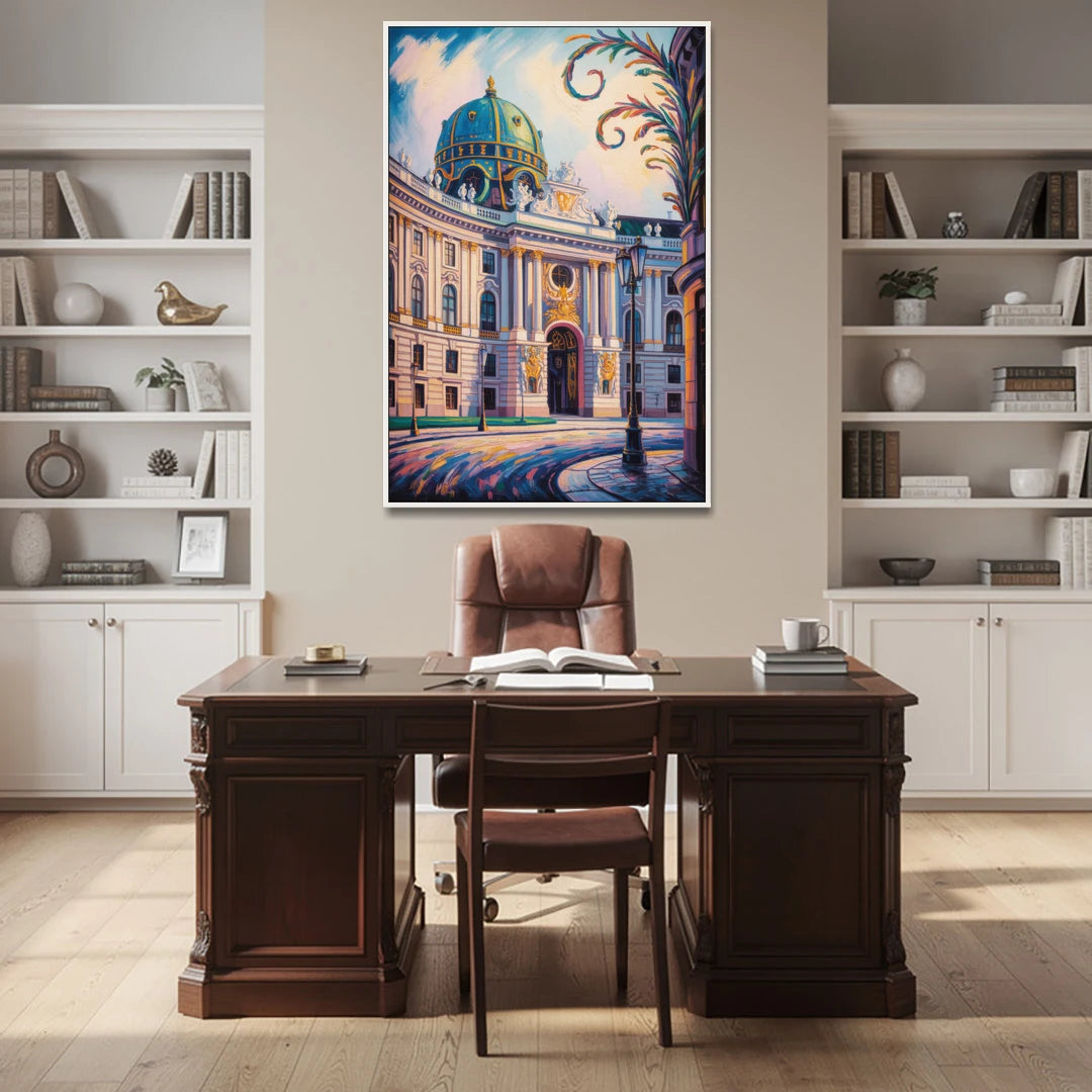 Hofburg Elegance - White Framed Canvas Wall Art - Office - 40x60