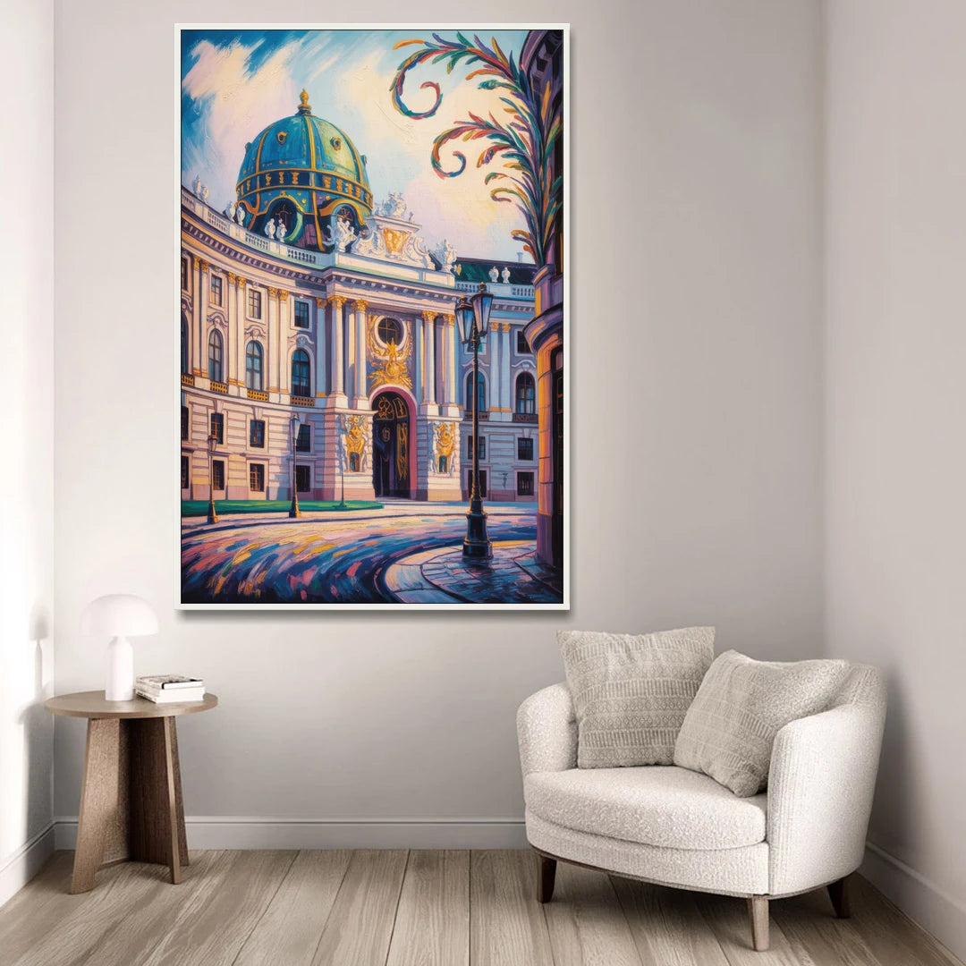 Hofburg Elegance - White Framed Canvas Wall Art - Sofa - 40x60