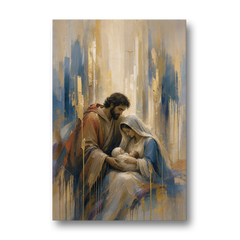 Holy Family Canvas in Indigo and Gold - Canvas Wall Art - Front