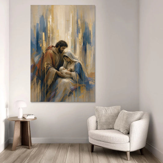 Holy Family Canvas in Indigo and Gold - Canvas Wall Art - Sofa - 40x60