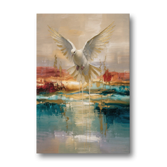 Holy Spirit Dove Painting Descending in Gold - Canvas Wall Art - Front