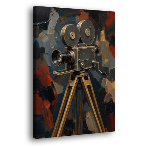 Home Cinema Wall Art with a Vintage Cine Camera - Canvas Wall Art - Side