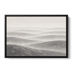 Home Office Wall Decor with Misty Rolling Hills - Black Framed Canvas Wall Art - Front