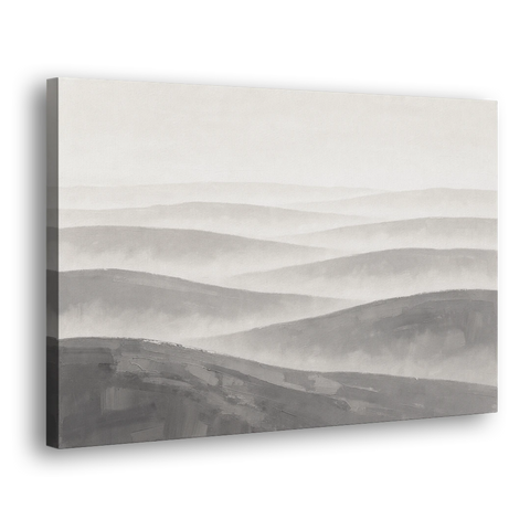 Home Office Wall Decor with Misty Rolling Hills - Canvas Wall Art - Side