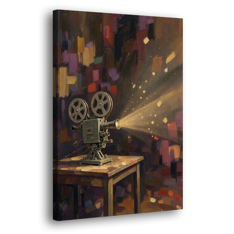 Home Theater Decor Golden Projector Beam - Canvas Wall Art - Side