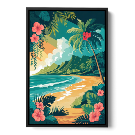 Honolulu Aloha Spirit - Black Framed Canvas Wall Art - Front