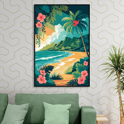 Honolulu Aloha Spirit Living Room - Black Canvas Wall Art