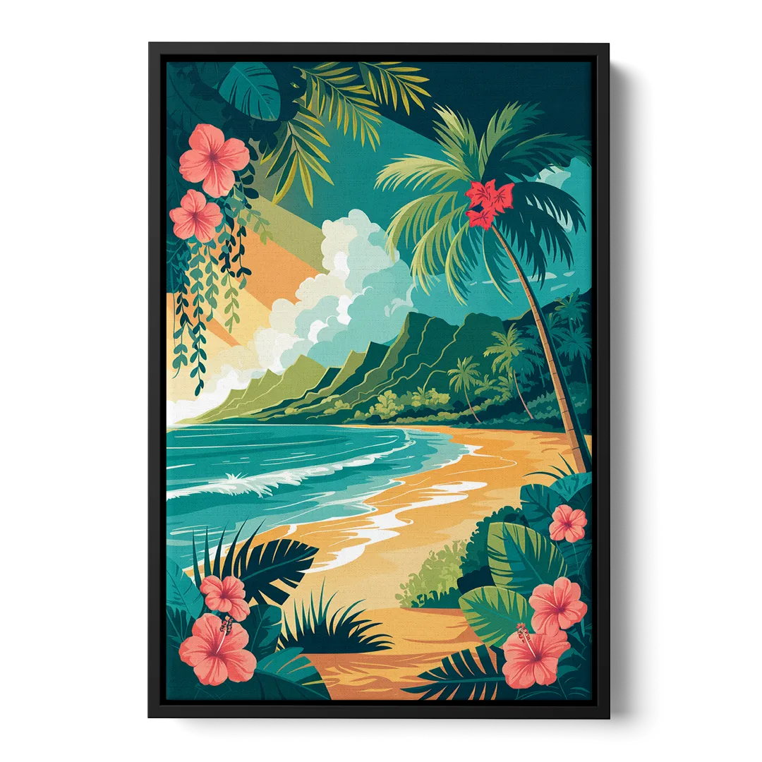 Honolulu Aloha Spirit Front - Black Canvas Wall Art