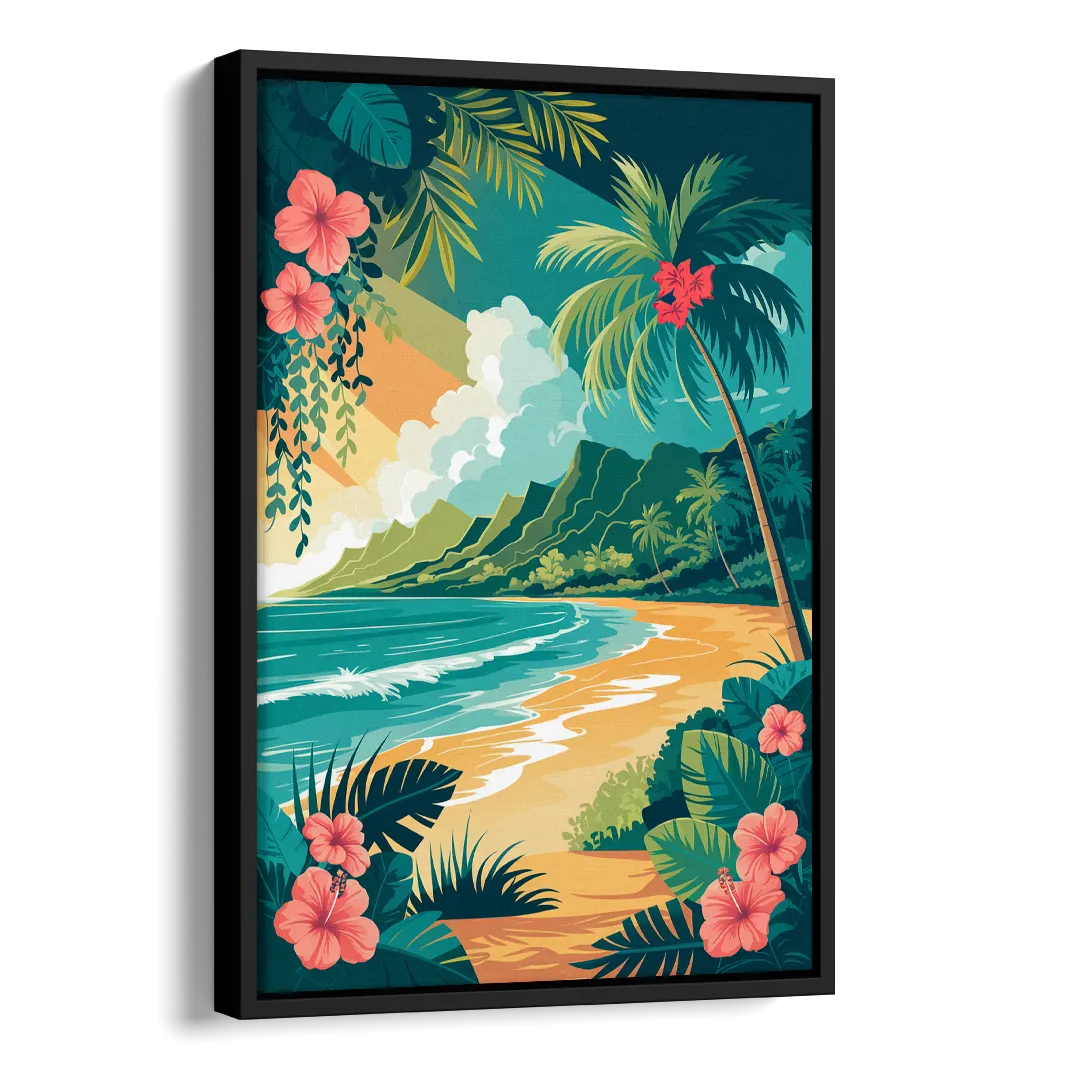 Honolulu Aloha Spirit Side - Black Canvas Wall Art