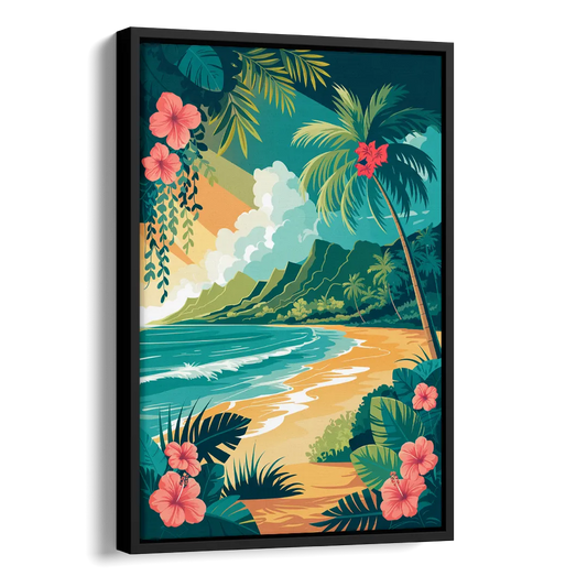 Honolulu Aloha Spirit Side - Black Canvas Wall Art