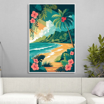 Honolulu Aloha Spirit Sitting Room - White Canvas Wall Art