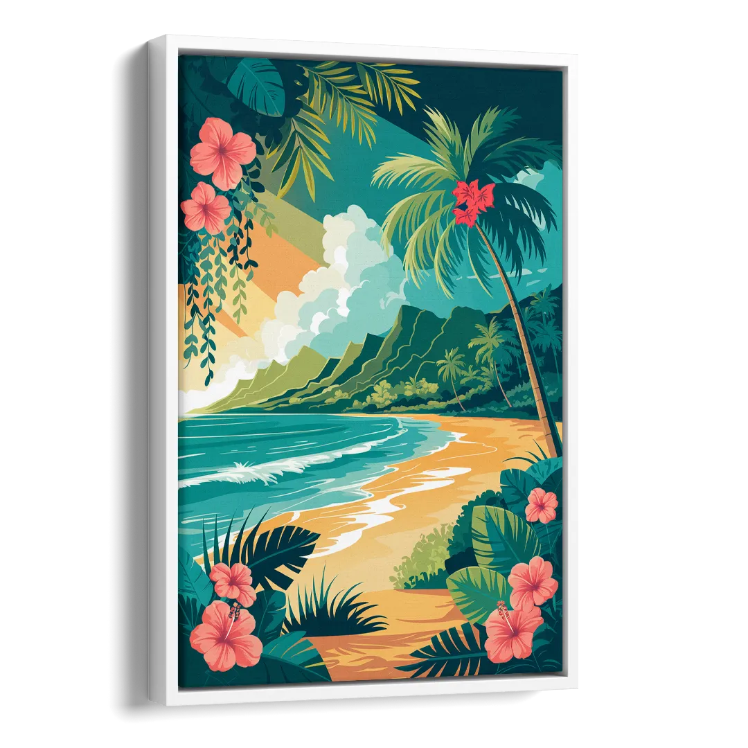 Honolulu Aloha Spirit Side - White Canvas Wall Art