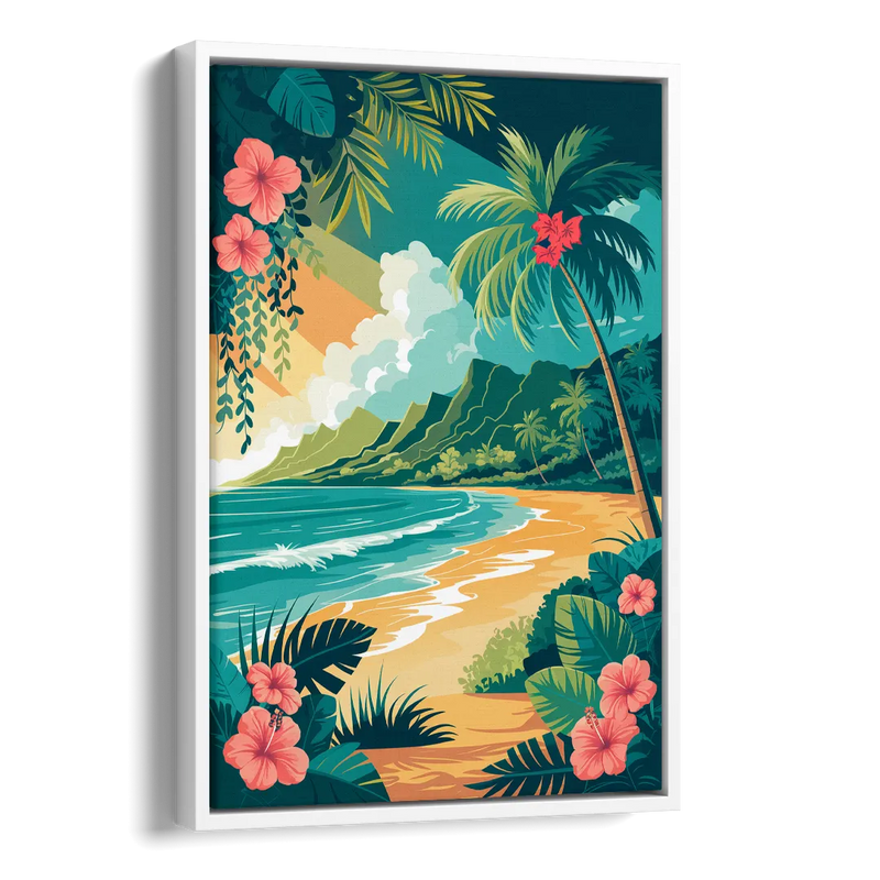 Honolulu Aloha Spirit Side - White Canvas Wall Art