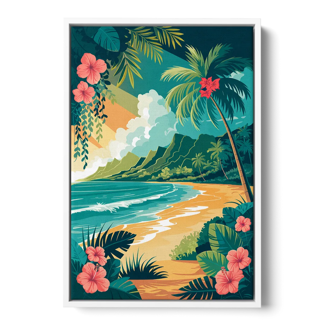 Honolulu Aloha Spirit Front - White Canvas Wall Art