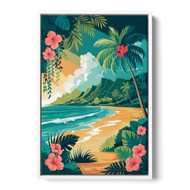 Honolulu Aloha Spirit Front - White Canvas Wall Art