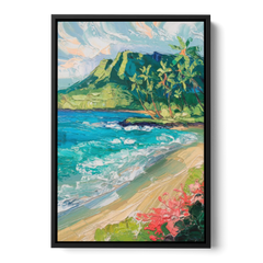 Honolulu Diamond Head View - Black Framed Canvas Wall Art - Front