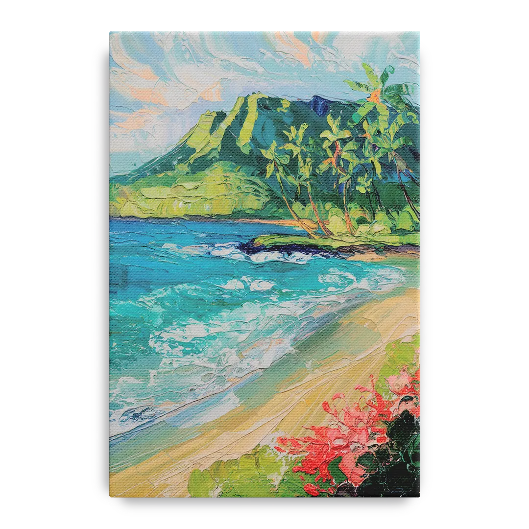 Honolulu Diamond Head View Front - Canvas Wall Art