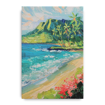 Honolulu Diamond Head View Front - Canvas Wall Art