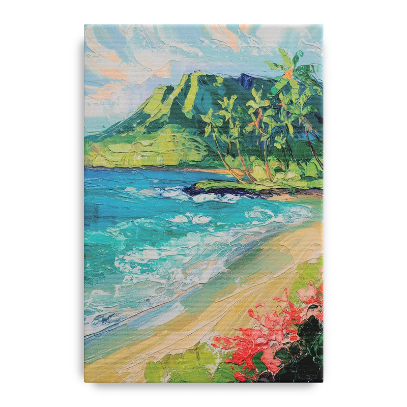 Honolulu Diamond Head View Front - Canvas Wall Art